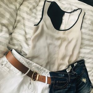 Express Chiffon Colorblock Top w Open Splice Back